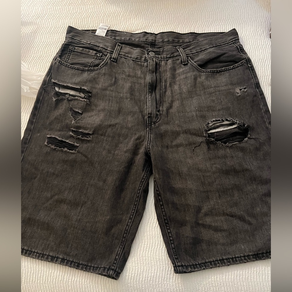 Levi's Charcoal Distressed Jean Shorts